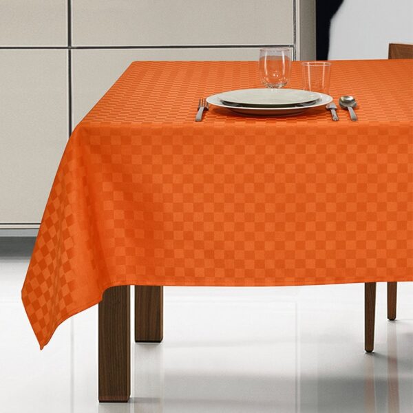 Tovaglia antimacchia idrorepellente con motivo a scacchi Marostica arancione