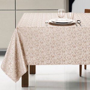 Tovaglie antimacchia idrorepellente no stiro dal motivo damascato Verona crema