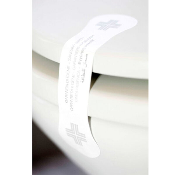 Sigillo di garanzia igiene WC adesivo realizzato in carta resistente Il prodotto viene venduto in confezioni da 100 pezzi.