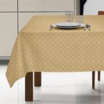Tovaglia antimacchia idrorepellente con motivo a scacchi Marostica beige
