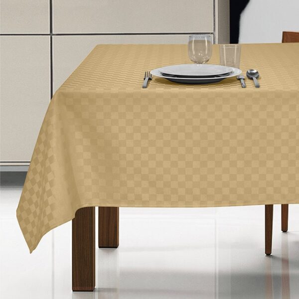 Tovaglia antimacchia idrorepellente con motivo a scacchi Marostica beige