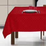 Tovaglia antimacchia idrorepellente con motivo a scacchi Marostica bordeaux