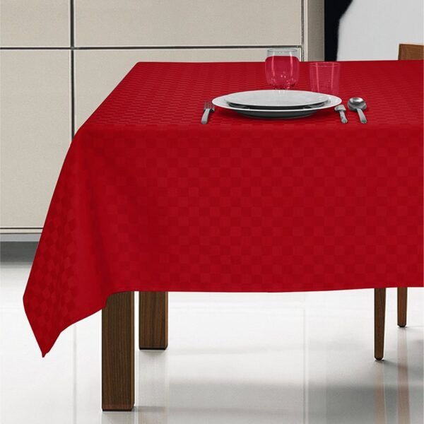 Tovaglia antimacchia idrorepellente con motivo a scacchi Marostica bordeaux