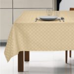 Tovaglia antimacchia idrorepellente con motivo a scacchi Marostica crema