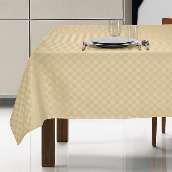 Tovaglia antimacchia idrorepellente con motivo a scacchi Marostica crema