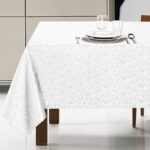 Tovaglie antimacchia idrorepellente no stiro dal motivo damascato Verona bianca