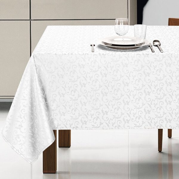 Tovaglie antimacchia idrorepellente no stiro dal motivo damascato Verona bianca
