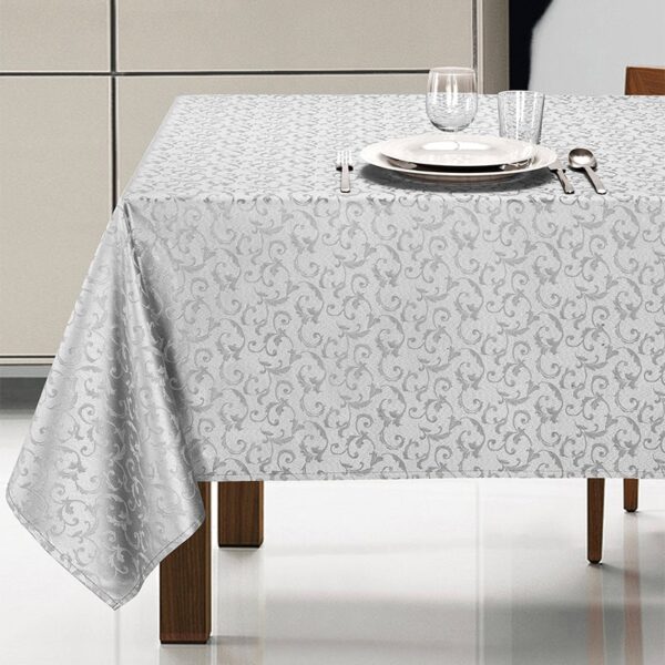 Tovaglie antimacchia idrorepellente no stiro dal motivo damascato Verona grigia
