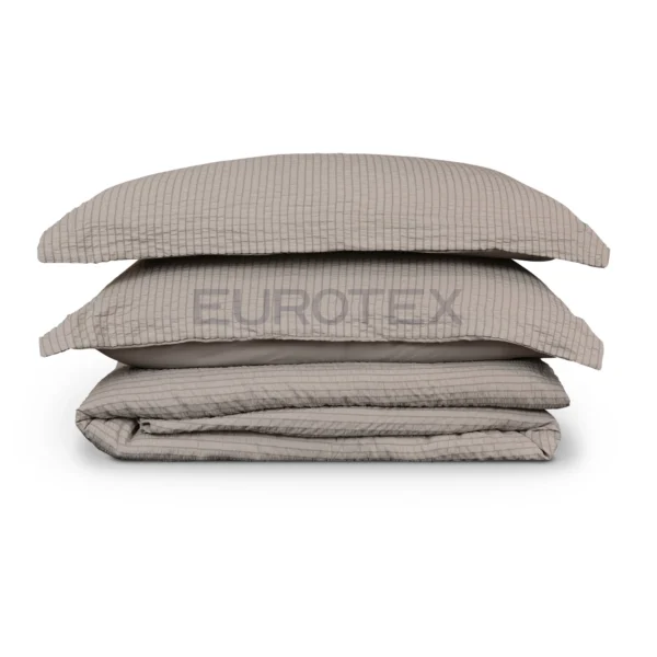 Sacco copripiumino NO STIRO Seersucker <br/> Tirolo Tortora - immagine 1