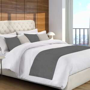 Runner letto Canapa idrorepellente bicolore Grigio chiaro/Grigio scuro