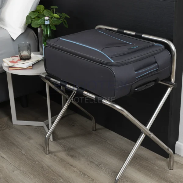 Porta valigia in acciaio cromato con sponda - immagine 2