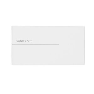 Vaniy set Lux white in scatola bianca elegante e moderna, composto da 1 lima per unghie, 4 cotton fioc e 2 dischetti struccanti in cotone.