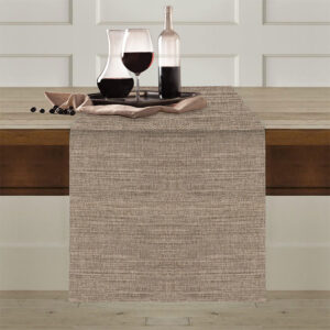 Runner antimacchia Flammè Tortora steso sul tavolo