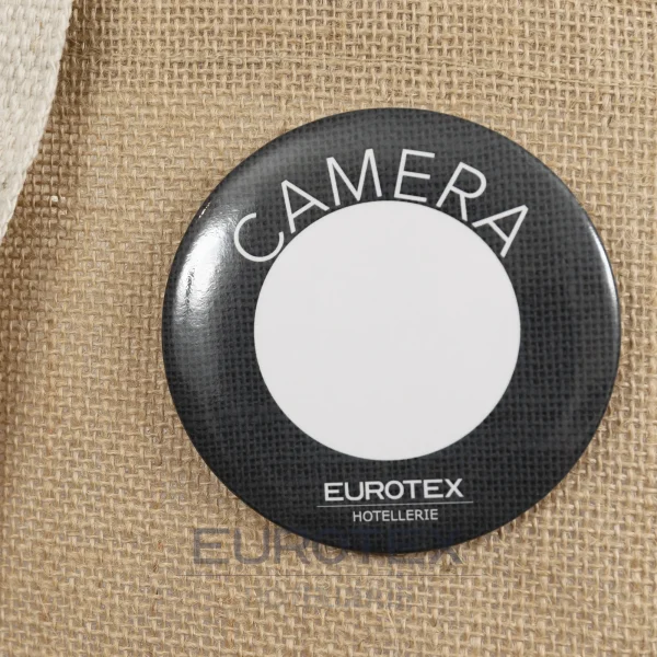 Borsa in juta cerata Sirmione naturale con spilla segnacamera - immagine 4