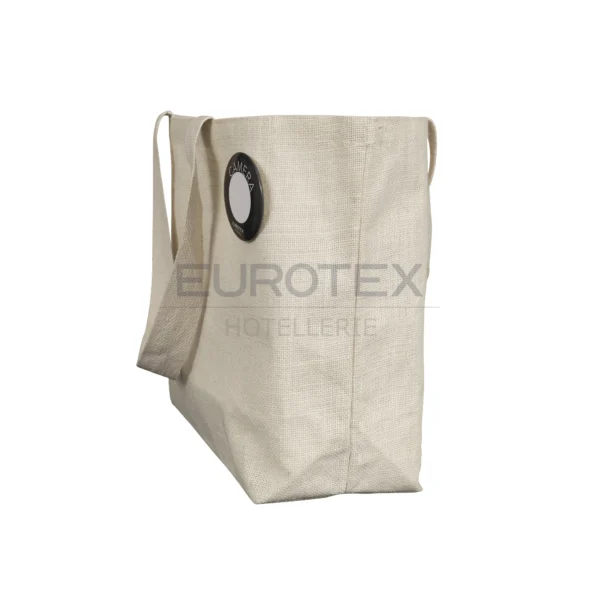 Borsa in juta cerata Sirmione Beige con spilla segnacamera - immagine 3