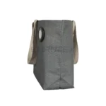 Borsa in juta cerata Sirmione grigio con spilla segnacamera - immagine 3