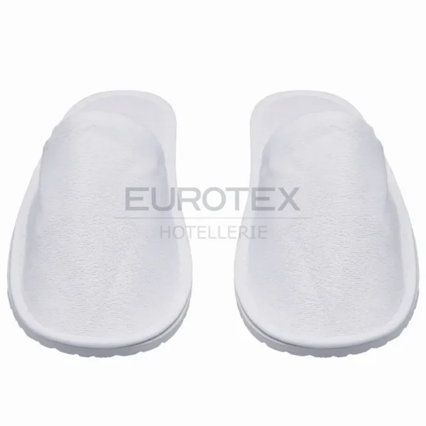 Pantofole chiuse VELOUR <br/> con suola antiscivolo 5mm Bianco <br/> (50 paia) - immagine 3