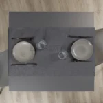 Tavola apparecchiata con Runner idrorepellente no stiro Elite in tessuto jacquard grigio scuro