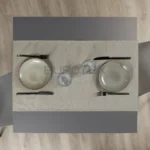 Tavola apparecchiata con Runner idrorepellente no stiro Elite in tessuto jacquard tortora