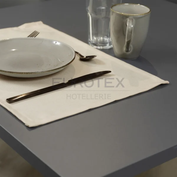 Tovaglietta idrorepellente no stiro Elite in tessuto jacquard corda con piatti e posate