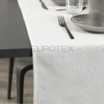 Runner idrorepellente no stiro Amelia in tessuto poliestere effetto iuta bianco