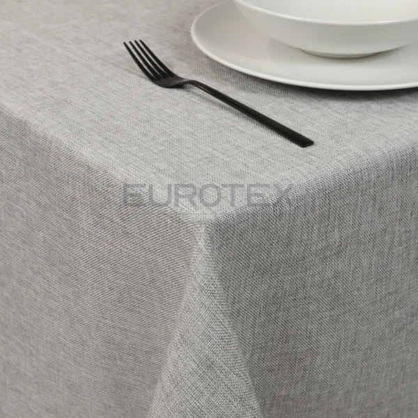 Tovaglia idrorepellente no stiro Amelia in tessuto poliestere effetto iuta grigia