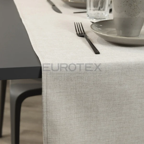 Runner idrorepellente no stiro Amelia in tessuto poliestere effetto iuta sabbia