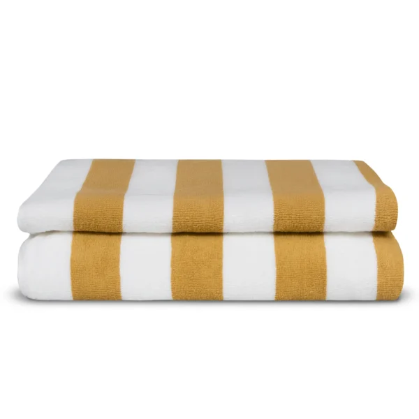 Telo mare a righe RIVIERA senape 90x185 - immagine 1