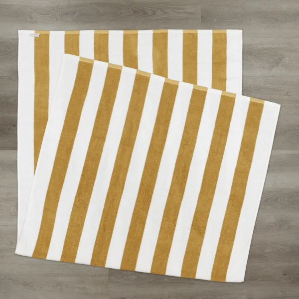 Telo mare a righe RIVIERA senape 90x185 - immagine 2