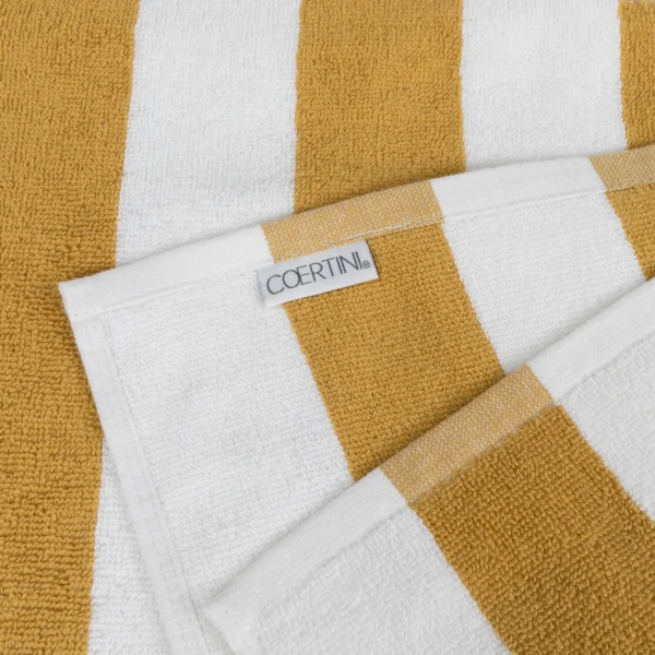 Telo mare a righe RIVIERA senape 90x185 - immagine 3